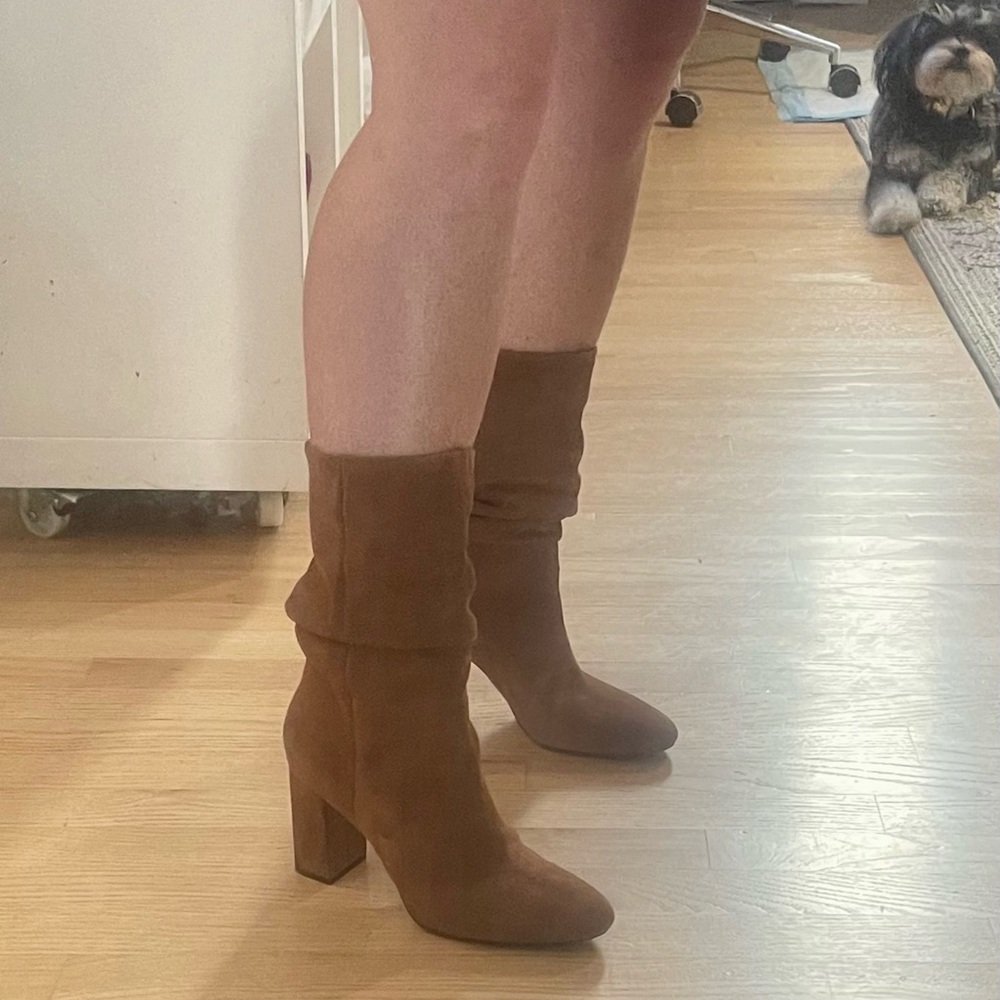 NEW Banana Republic $239 Midshaft Suede Slouchy Boot Nutmeg Brown - Picture 9 of 11